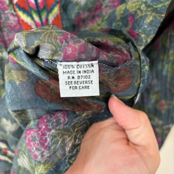 Vintage Goa Embroidered Boho Floral Sheer Long Sleeve Blouse Women’s Size L NWT - Picture 4 of 6